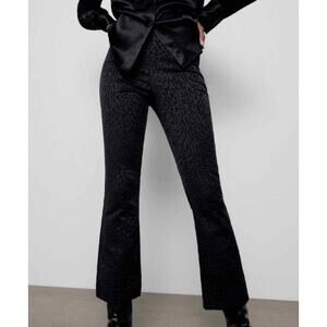 Zara Black Leopard Print Cropped Pants